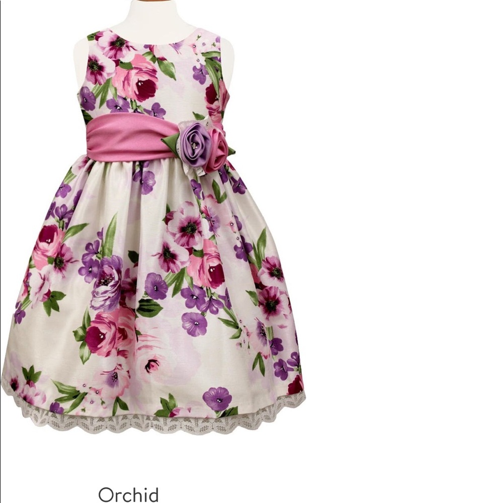 Sorbet Floral Print crochet hem girls dress size 6